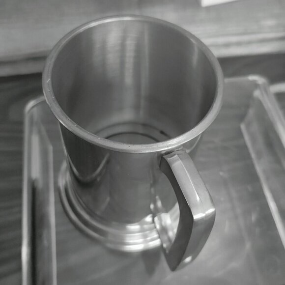 Pewter Glass Bottom Tankard Drink to your health. Holds 12 oz - Picture 6 of 8